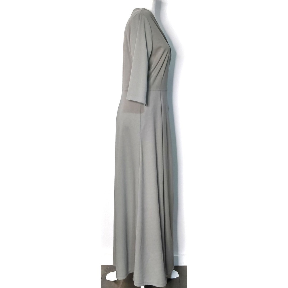 TravelSmith Wrap Dress Womens L‎ Gray 3/4 Sleeve V-Neck Maxi - Picture 9 of 15